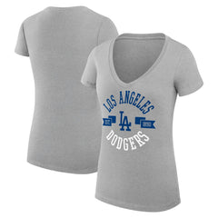 Los Angeles Dodgers G-III 4Her by Carl Banks Women's Super-Slim Fit Lightweight City Graphic V-Neck T-Shirt - Heather Gray - MLB Online