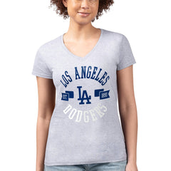 Los Angeles Dodgers G-III 4Her by Carl Banks Women's Super-Slim Fit Lightweight City Graphic V-Neck T-Shirt - Heather Gray - MLB Online