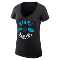 Miami Marlins G-III 4Her by Carl Banks Women's Super-Slim Fit Lightweight City Graphic V-Neck T-Shirt - Black - MLB Online