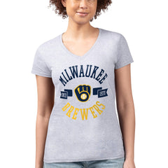 Milwaukee Brewers G-III 4Her by Carl Banks Women's Super-Slim Fit Lightweight City Graphic V-Neck T-Shirt - Heather Gray - MLB Online