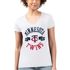 Minnesota Twins G-III 4Her by Carl Banks Women's Super-Slim Fit Lightweight City Graphic V-Neck T-Shirt - White - MLB Online