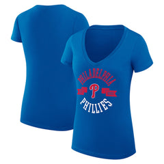 Philadelphia Phillies G-III 4Her by Carl Banks Women's Super-Slim Fit Lightweight City Graphic V-Neck T-Shirt - Royal - MLB Sale