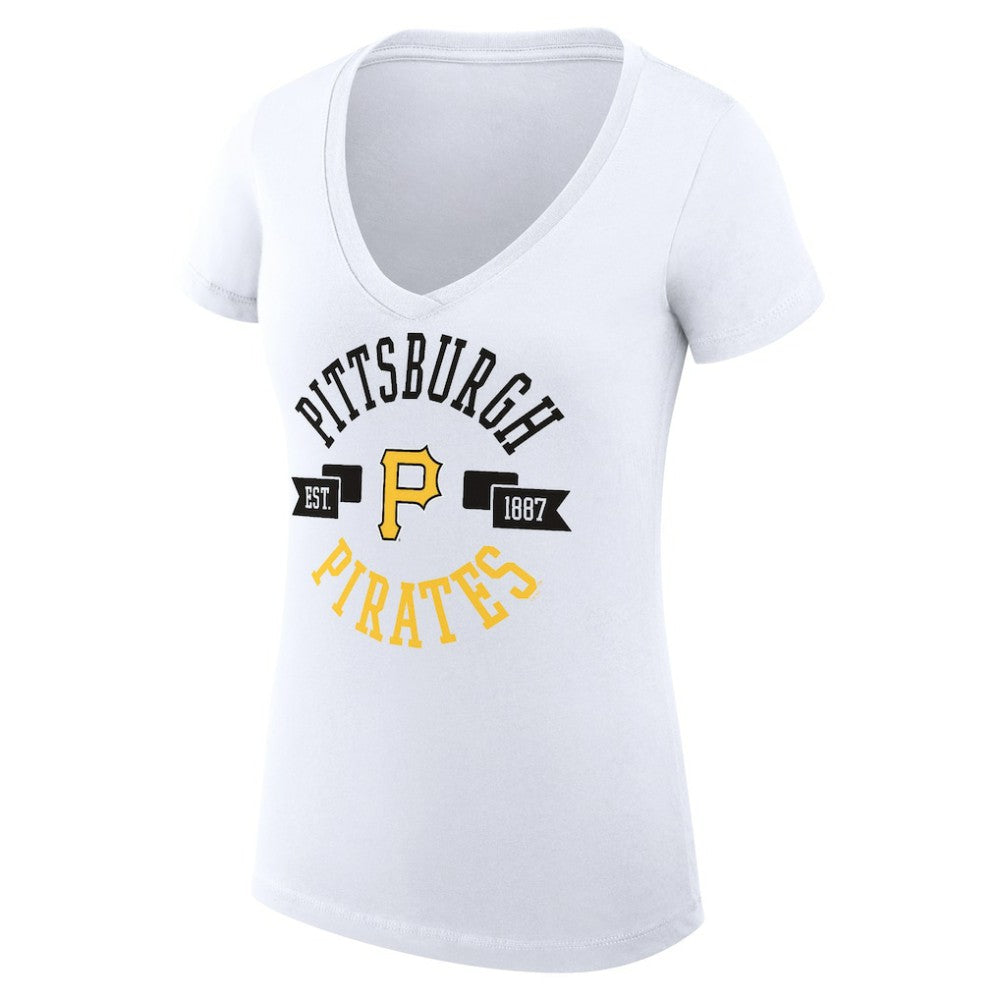 Pittsburgh Pirates G-III 4Her by Carl Banks Women's Super-Slim Fit Lightweight City Graphic V-Neck T-Shirt - White - MLB Online