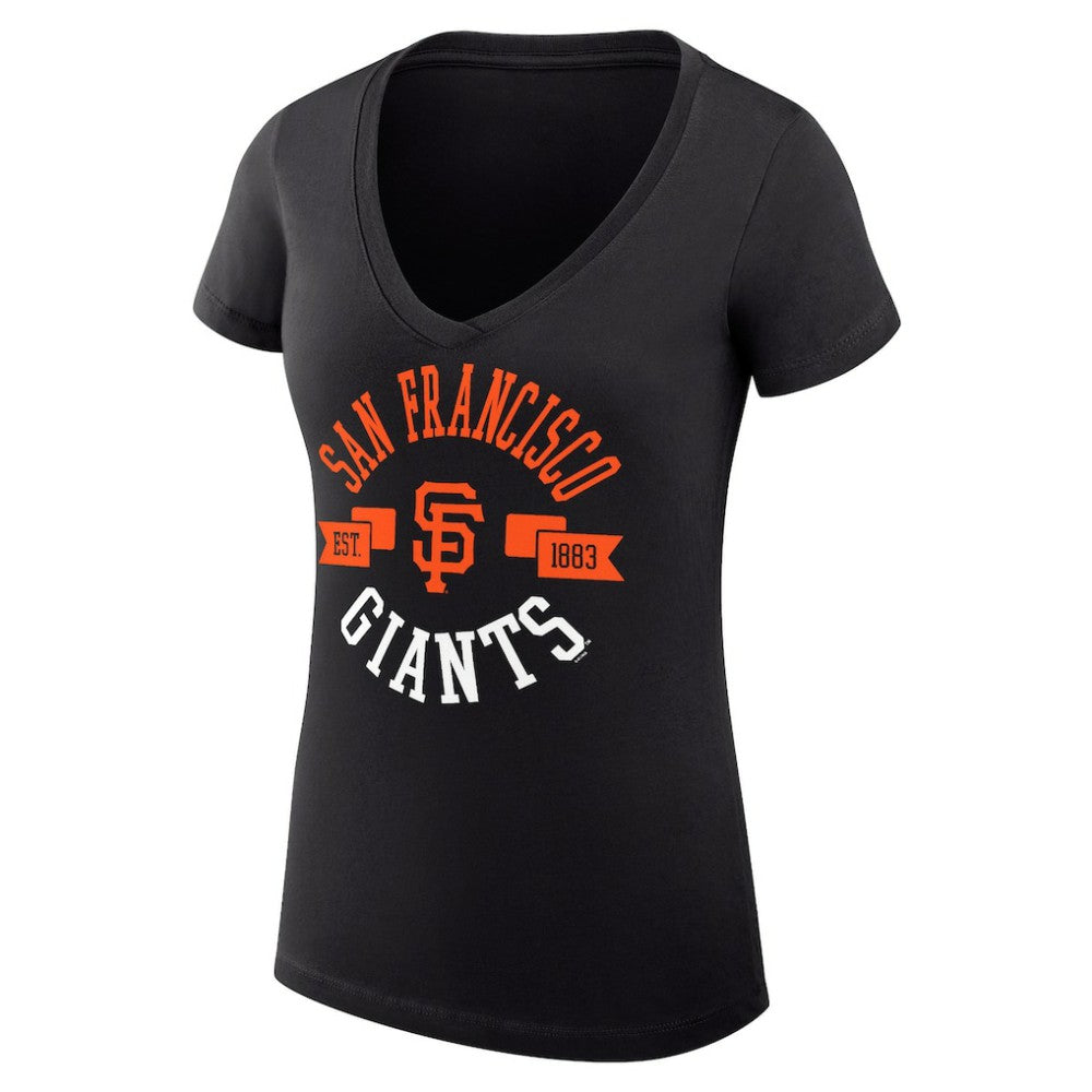 San Francisco Giants G-III 4Her by Carl Banks Women's Super-Slim Fit Lightweight City Graphic V-Neck T-Shirt - Black - MLB Discount