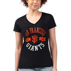 San Francisco Giants G-III 4Her by Carl Banks Women's Super-Slim Fit Lightweight City Graphic V-Neck T-Shirt - Black - MLB Discount