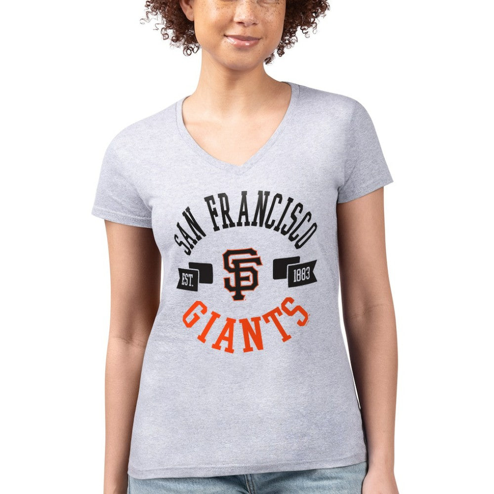 San Francisco Giants G-III 4Her by Carl Banks Women's Super-Slim Fit Lightweight City Graphic V-Neck T-Shirt - Heather Gray - MLB Online