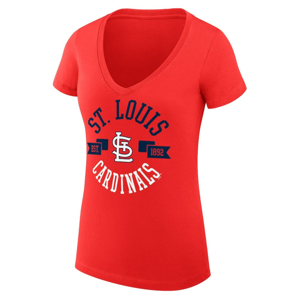 St. Louis Cardinals G-III 4Her by Carl Banks Women's Super-Slim Fit Lightweight City Graphic V-Neck T-Shirt - Red - MLB Online