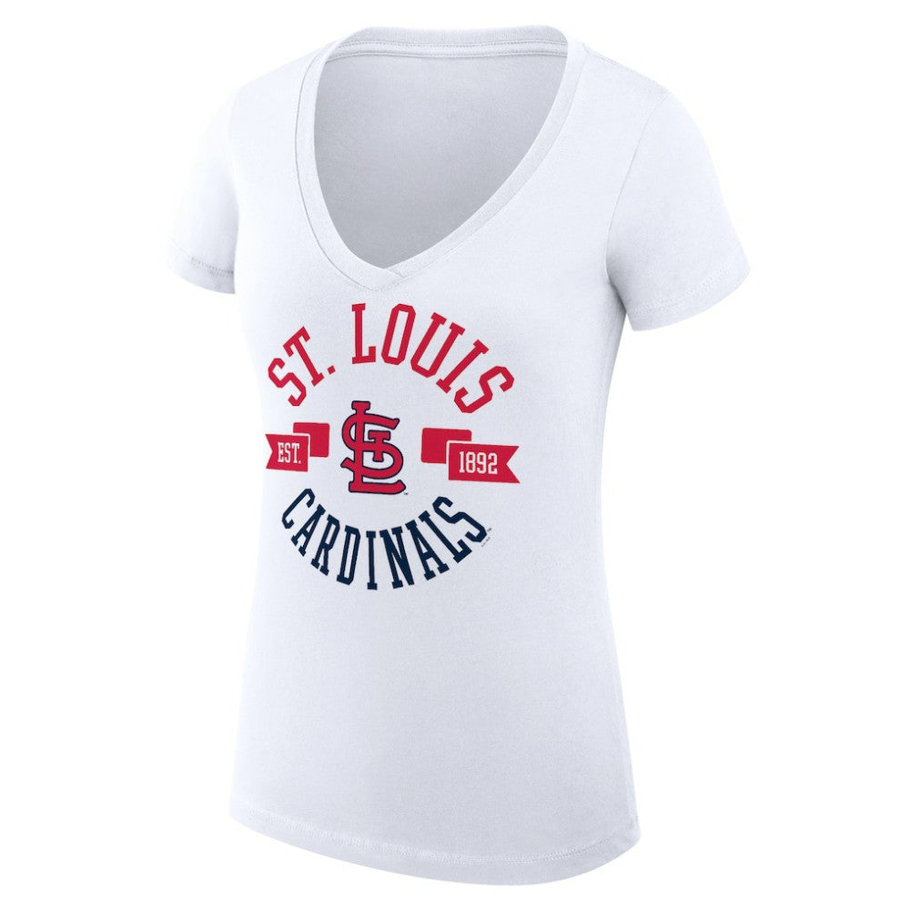 St. Louis Cardinals G-III 4Her by Carl Banks Women's Super-Slim Fit Lightweight City Graphic V-Neck T-Shirt - White - MLB Sale