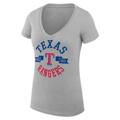 Texas Rangers G-III 4Her by Carl Banks Women's Super-Slim Fit Lightweight City Graphic V-Neck T-Shirt - Heather Gray - MLB Lifestyle