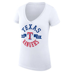Texas Rangers G-III 4Her by Carl Banks Women's Super-Slim Fit Lightweight City Graphic V-Neck T-Shirt - White - MLB Online