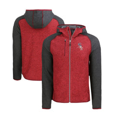 Chicago White Sox Cutter & Buck Stars & Stripes Mainsail Sweater-Knit Full-Zip Hoodie - Heather Red/Heather Charcoal - MLB Discount