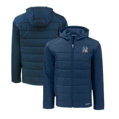 New York Yankees Cutter & Buck Stars & Stripes Evoke Hybrid Eco Softshell Recycled Full-Zip Hoodie Jacket - Navy - MLB on Sale