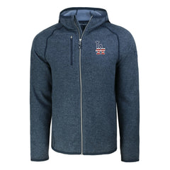 Los Angeles Dodgers Cutter & Buck Stars & Stripes Mainsail Sweater-Knit Full-Zip Hoodie - Heather Navy - MLB Lifestyle