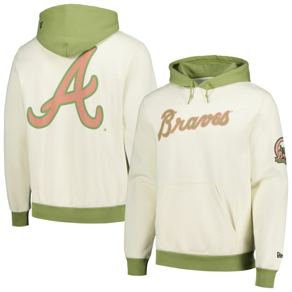 Atlanta Braves New Era Color Pop Pullover Hoodie - Cream/Green - New Era Online