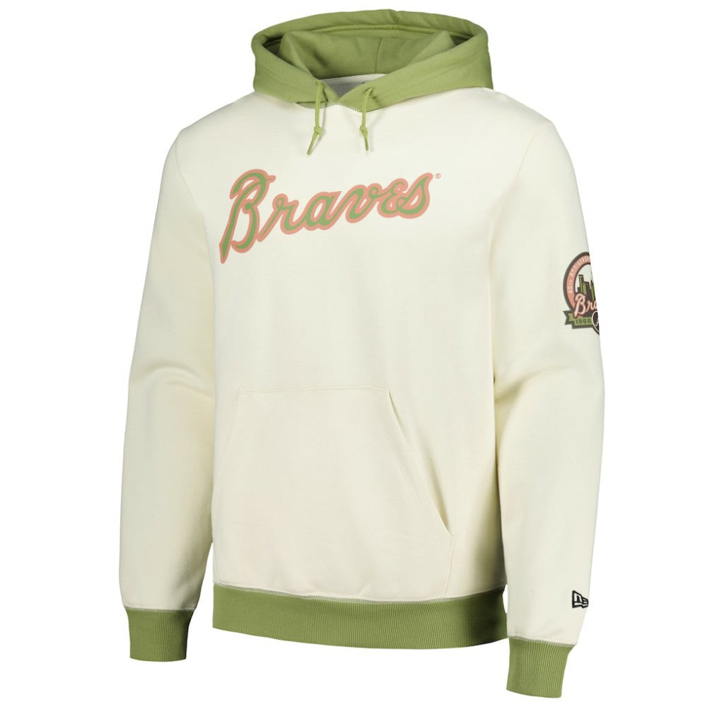 Atlanta Braves New Era Color Pop Pullover Hoodie - Cream/Green - New Era Online