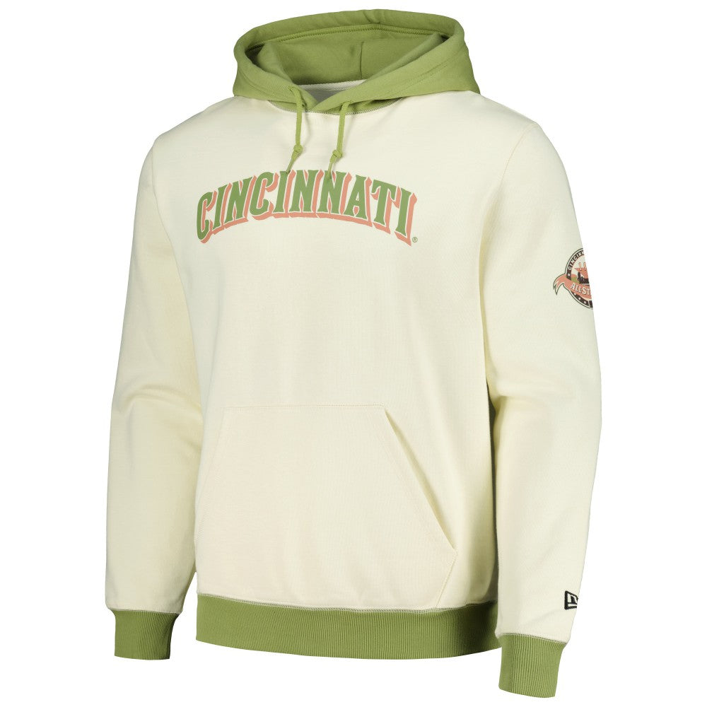 Cincinnati Reds New Era Color Pop Pullover Hoodie - Cream/Green - New Era Lifestyle