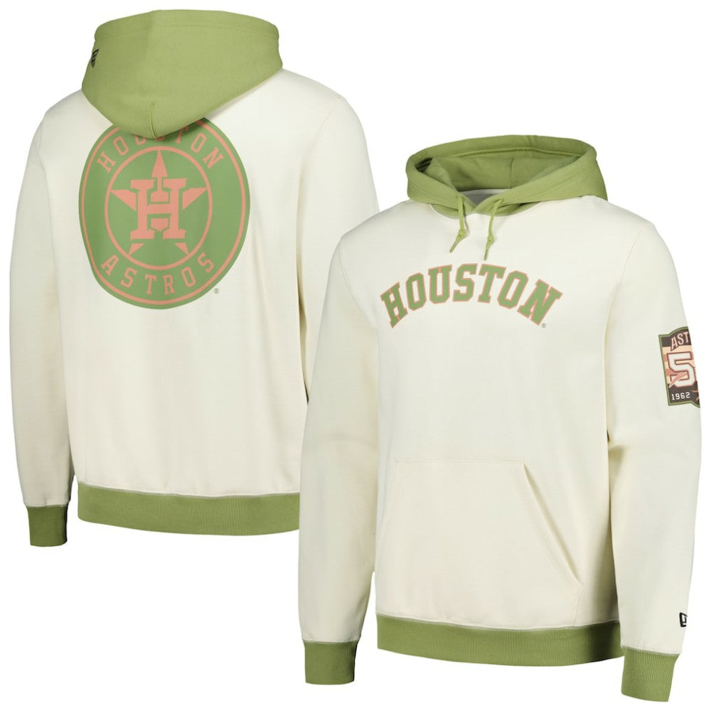 Houston Astros New Era Color Pop Pullover Hoodie - Cream/Green - New Era Lifestyle