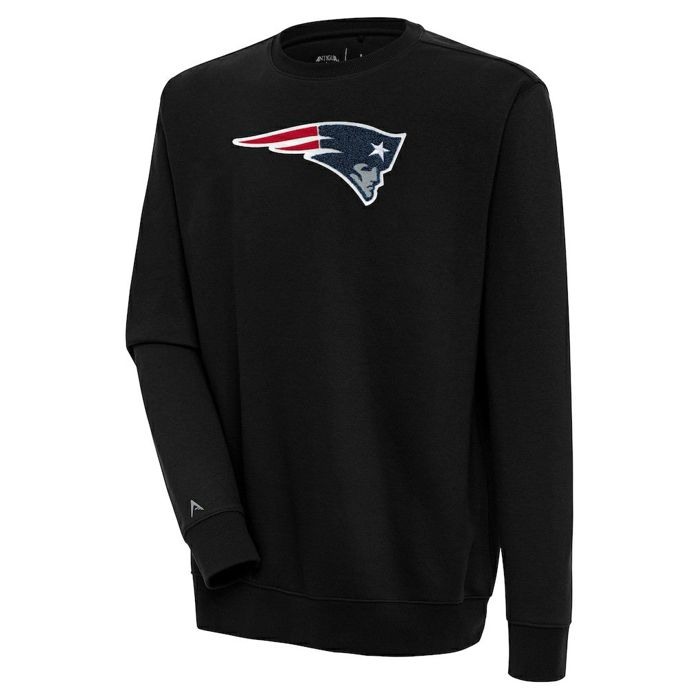 New England Patriots Antigua Victory Crewneck Pullover Sweatshirt Black