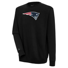 New England Patriots Antigua Victory Crewneck Pullover Sweatshirt Black