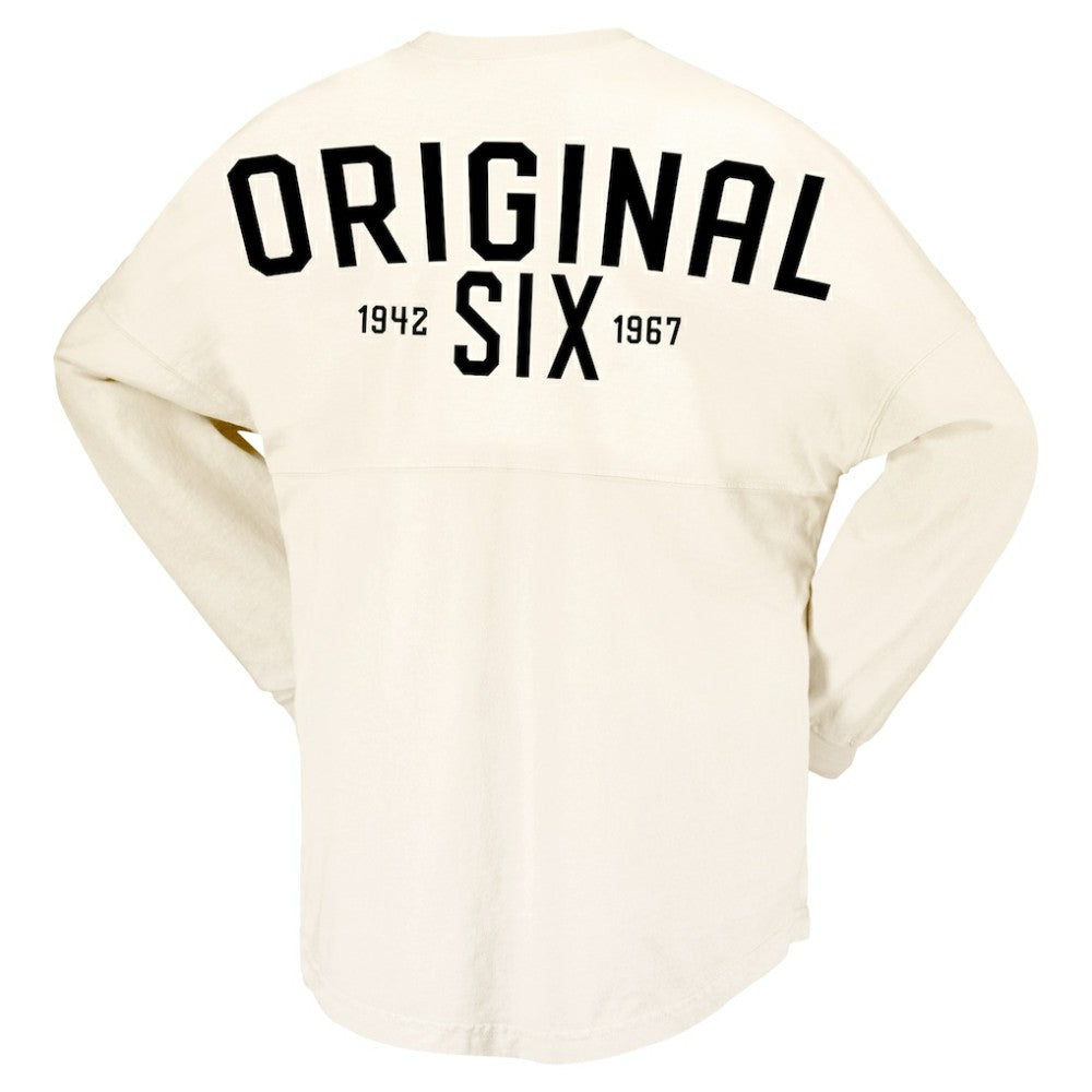 Montreal Canadiens Fanatics Women's Original Six Lace-Up Spirit Jersey Long Sleeve T-Shirt - Cream - NHL 200668343