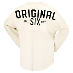 Montreal Canadiens Fanatics Women's Original Six Lace-Up Spirit Jersey Long Sleeve T-Shirt - Cream - NHL 200668343