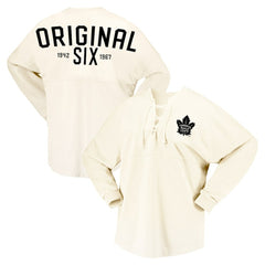 Toronto Maple Leafs Fanatics Women's Original Six Lace-Up Spirit Jersey Long Sleeve T-Shirt - Cream - NHL 200668345
