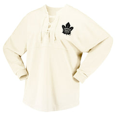 Toronto Maple Leafs Fanatics Women's Original Six Lace-Up Spirit Jersey Long Sleeve T-Shirt - Cream - NHL 200668345