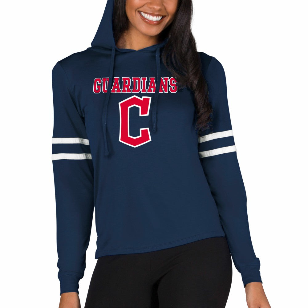 Cleveland Guardians Concepts Sport Women's Marathon Lightweight Lounge Pullover Hoodie - Navy - MLB Sale