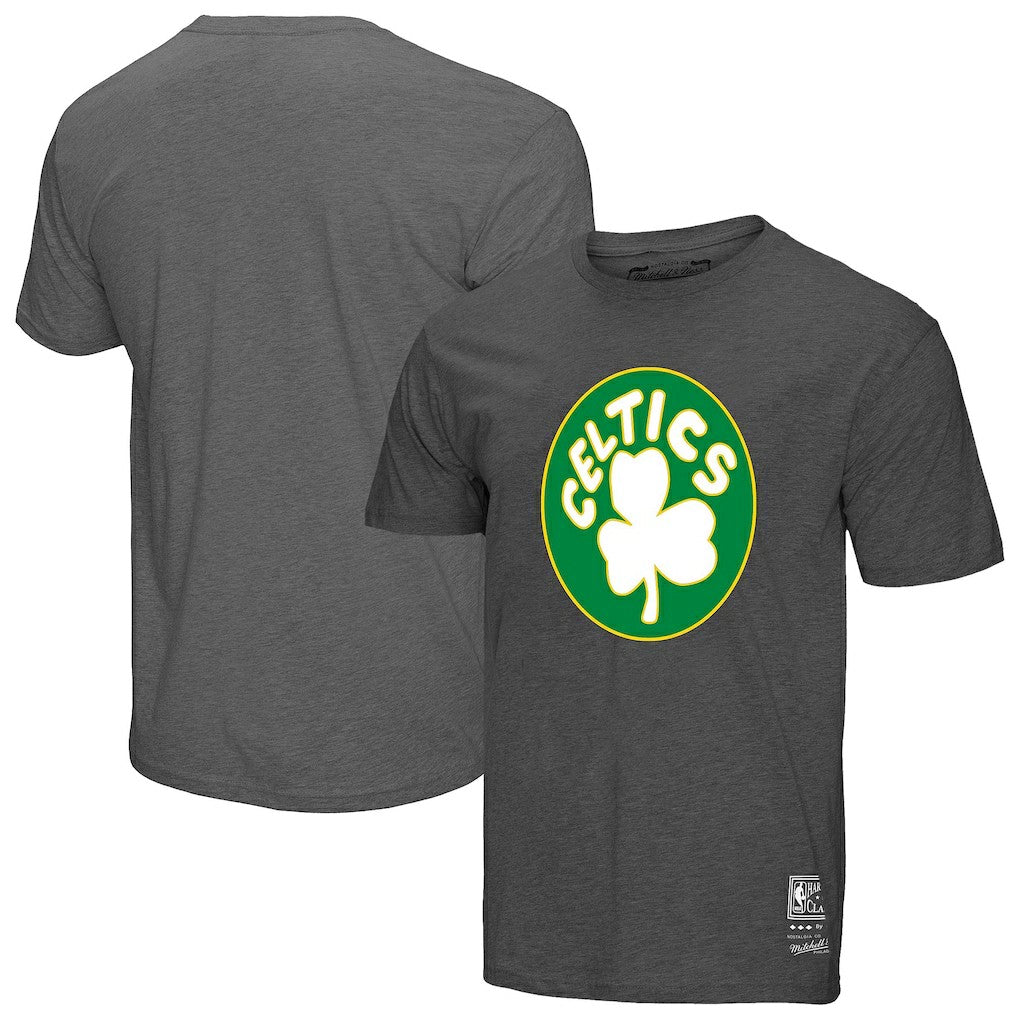 Boston Celtics Unisex Hardwood Classics MVP Throwback Logo T-Shirt Heather Gray | Mitchell & Ness discount