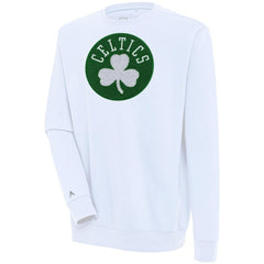 Boston Celtics Antigua Victory Crewneck Pullover Sweatshirt White