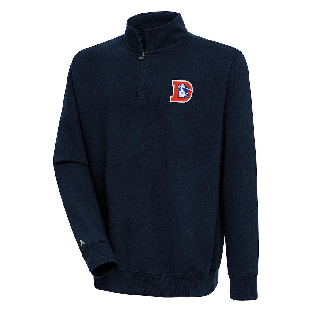 Denver Broncos Adult Throwback Logo Victory Quarter-Zip Pullover Top Navy