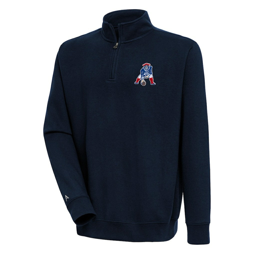 New England Patriots Adult Throwback Logo Victory Quarter-Zip Pullover Top Navy