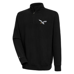 Philadelphia Eagles Adult Throwback Logo Victory Quarter-Zip Pullover Top Black