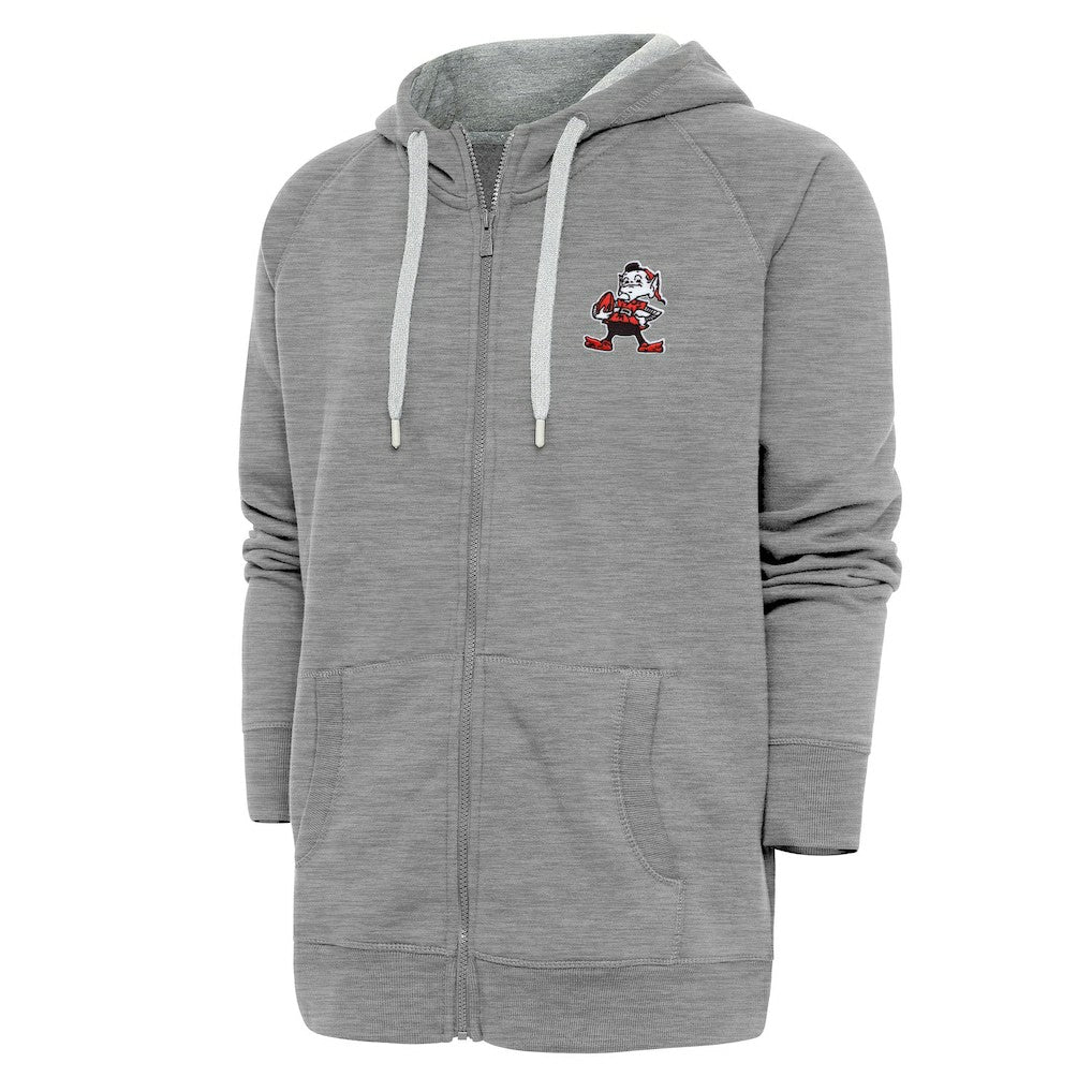 Cleveland Browns Adult Throwback Logo Victory Full-Zip Hoodie Heather Gray