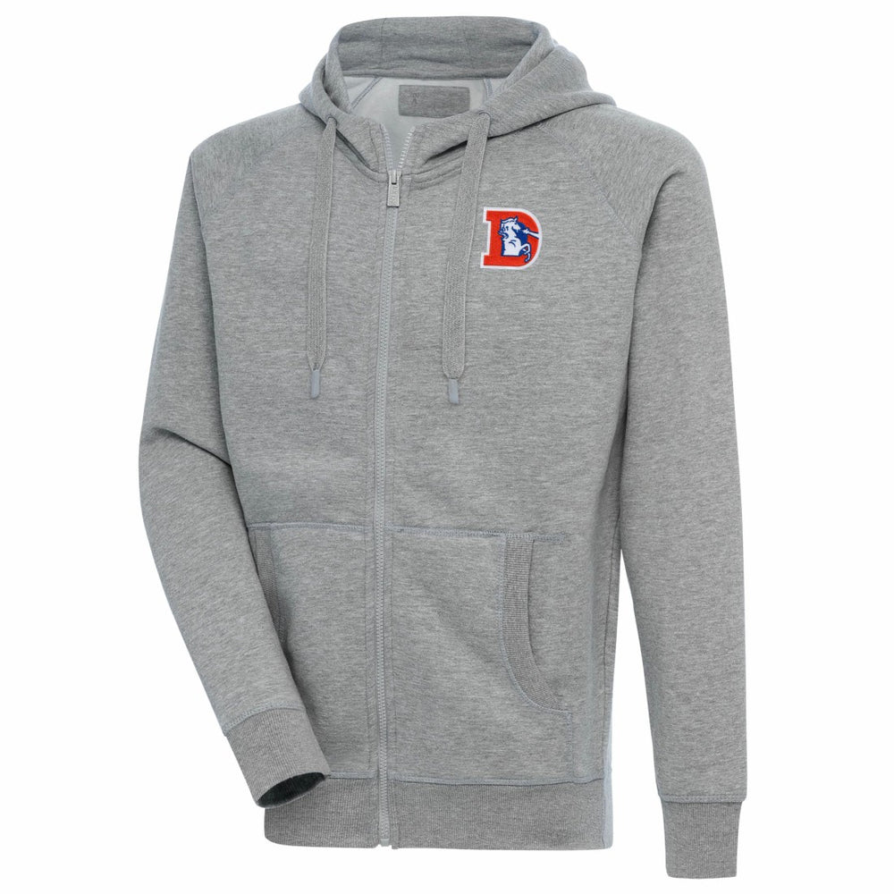 Denver Broncos Adult Throwback Logo Victory Full-Zip Hoodie Heather Gray