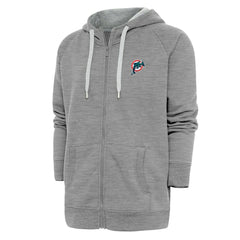 Miami Dolphins Adult Throwback Logo Victory Full-Zip Hoodie Heather Gray