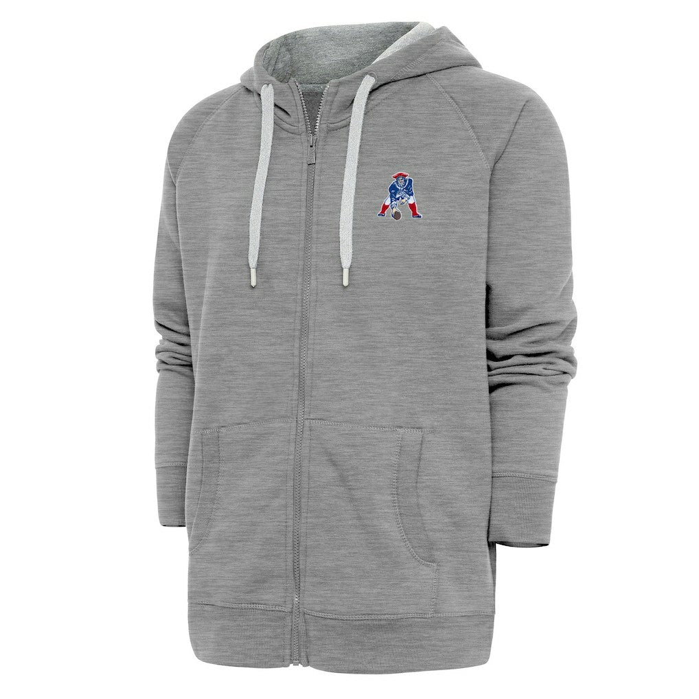 New England Patriots Adult Throwback Logo Victory Full-Zip Hoodie Heather Gray
