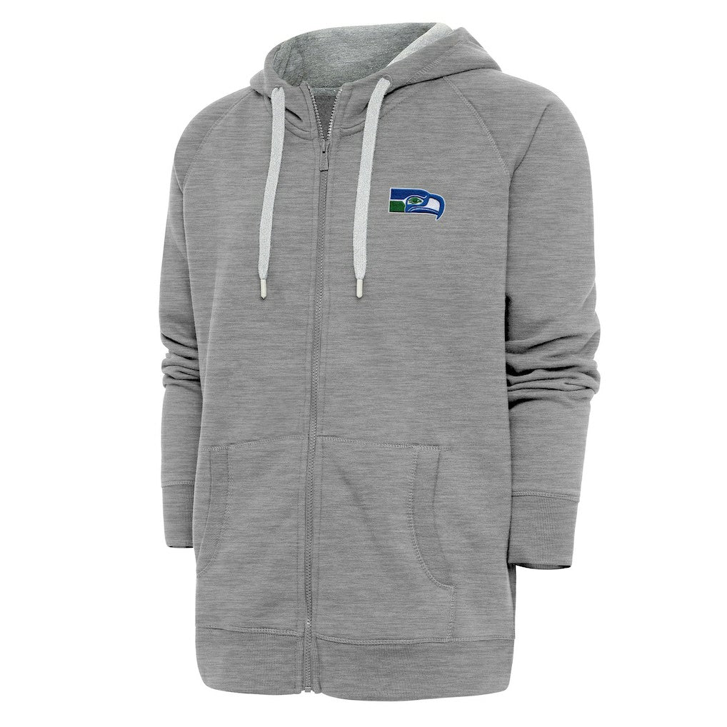 Seattle Seahawks Adult Throwback Logo Victory Full-Zip Hoodie Heather Gray
