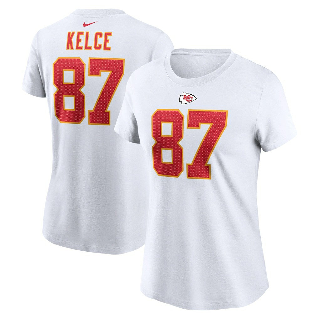 Nike Travis Kelce Kansas City Chiefs Women's Player Name & Number T-Shirt White