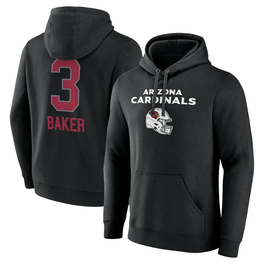 Budda Baker Arizona Cardinals Team Wordmark Player Name & Number Pullover Hoodie Black