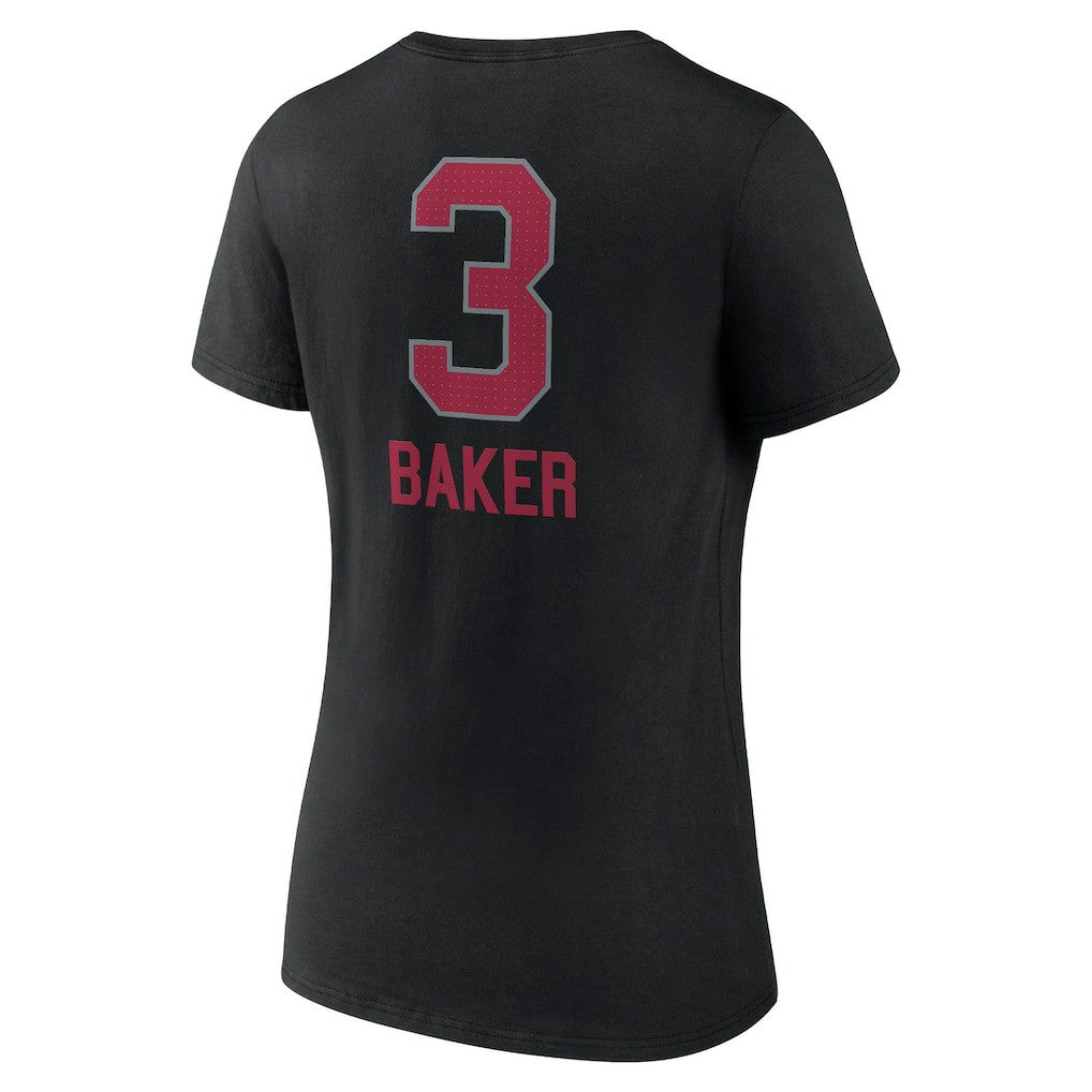Budda Baker Arizona Cardinals Women's Team Wordmark Player Name & Number V-Neck T-Shirt Black