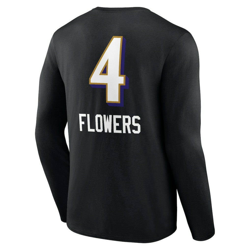 Zay Flowers Baltimore Ravens Team Wordmark Player Name & Number Long Sleeve T-Shirt Black