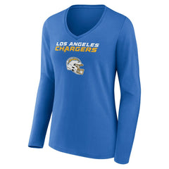 Derwin James Jr. Los Angeles Chargers Women's Team Wordmark Player Name & Number Long Sleeve V-Neck T-Shirt Powder Blue
