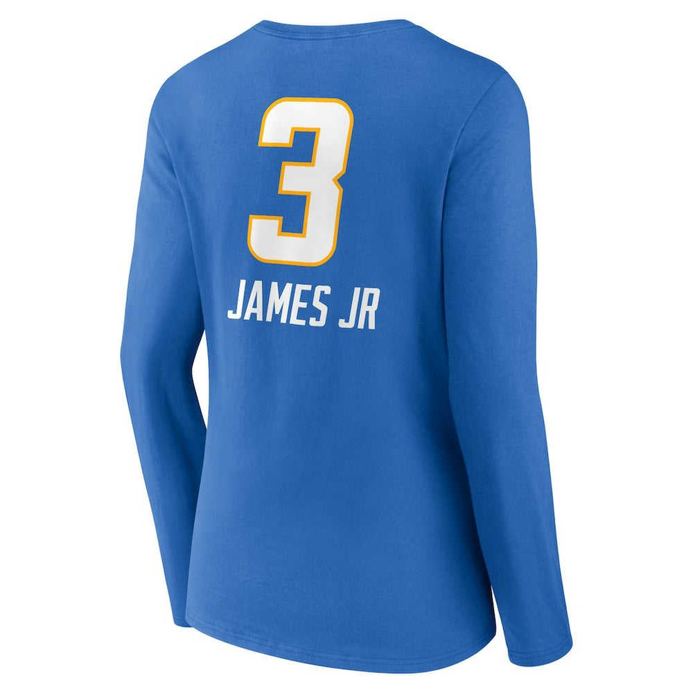 Derwin James Jr. Los Angeles Chargers Women's Team Wordmark Player Name & Number Long Sleeve V-Neck T-Shirt Powder Blue