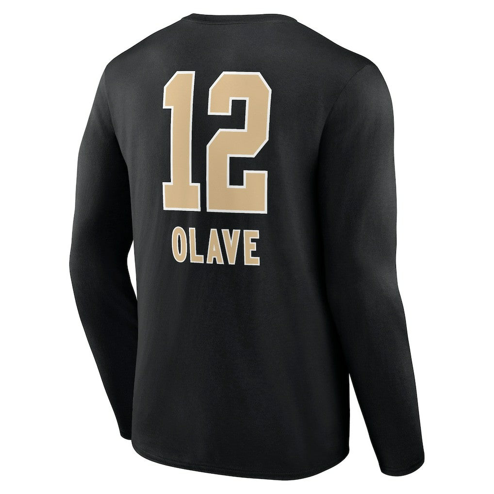 Chris Olave New Orleans Saints Team Wordmark Player Name & Number Long Sleeve T-Shirt Black