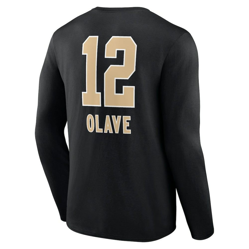 Chris Olave New Orleans Saints Team Wordmark Player Name & Number Long Sleeve T-Shirt Black