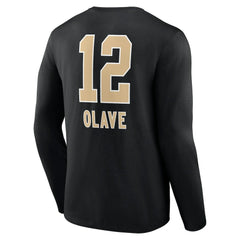 Chris Olave New Orleans Saints Team Wordmark Player Name & Number Long Sleeve T-Shirt Black