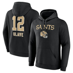Chris Olave New Orleans Saints Team Wordmark Player Name & Number Pullover Hoodie Black