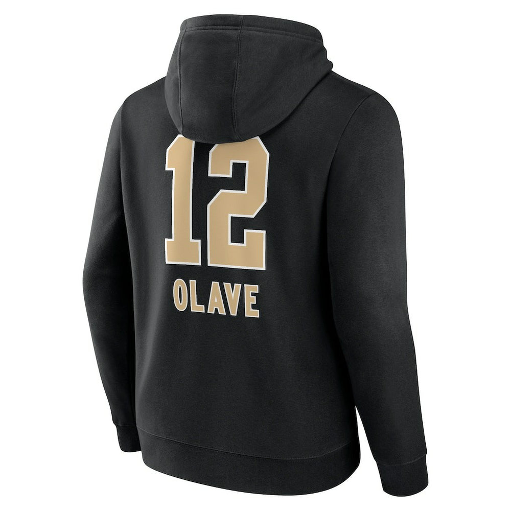 Chris Olave New Orleans Saints Team Wordmark Player Name & Number Pullover Hoodie Black