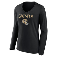 Chris Olave New Orleans Saints Women's Team Wordmark Player Name & Number Long Sleeve V-Neck T-Shirt Black